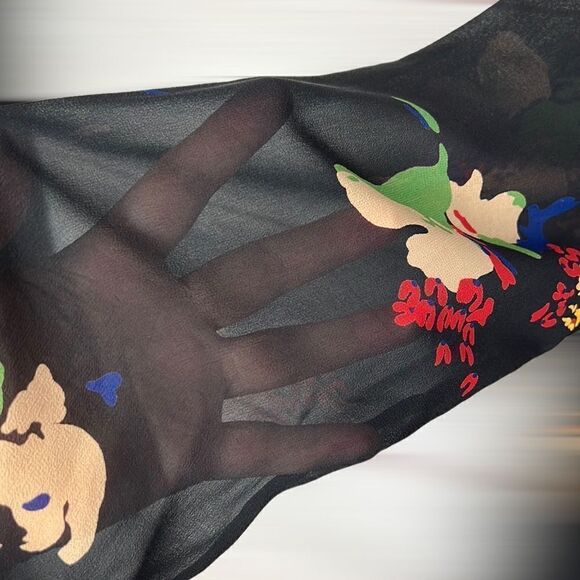 Evan Picone Vintage Silk Layered Black Shift Dress Midi, Sheer Sleeves size 20W - Picture 8 of 15